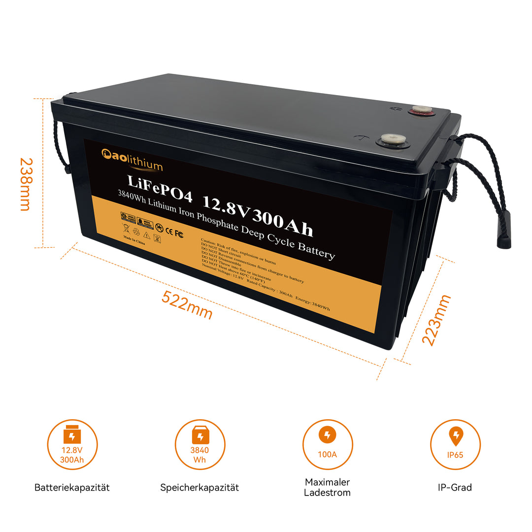 AOLITHIUM 12V 300AH LiFePO4 Lithium-Batterie