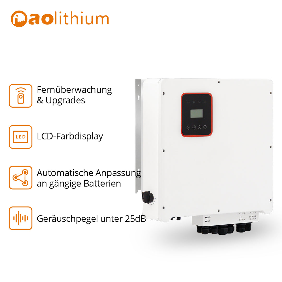 AOLITHIUM 3 Phasen Wechselrichter 380V/400V Netze | Hybrid Solar Wechselrichter 15000W PV Eingang | 2 MPPT